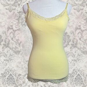 No Boundaries Butter Yellow Lace Summer Y2K Small Cotton Spring Camisole
